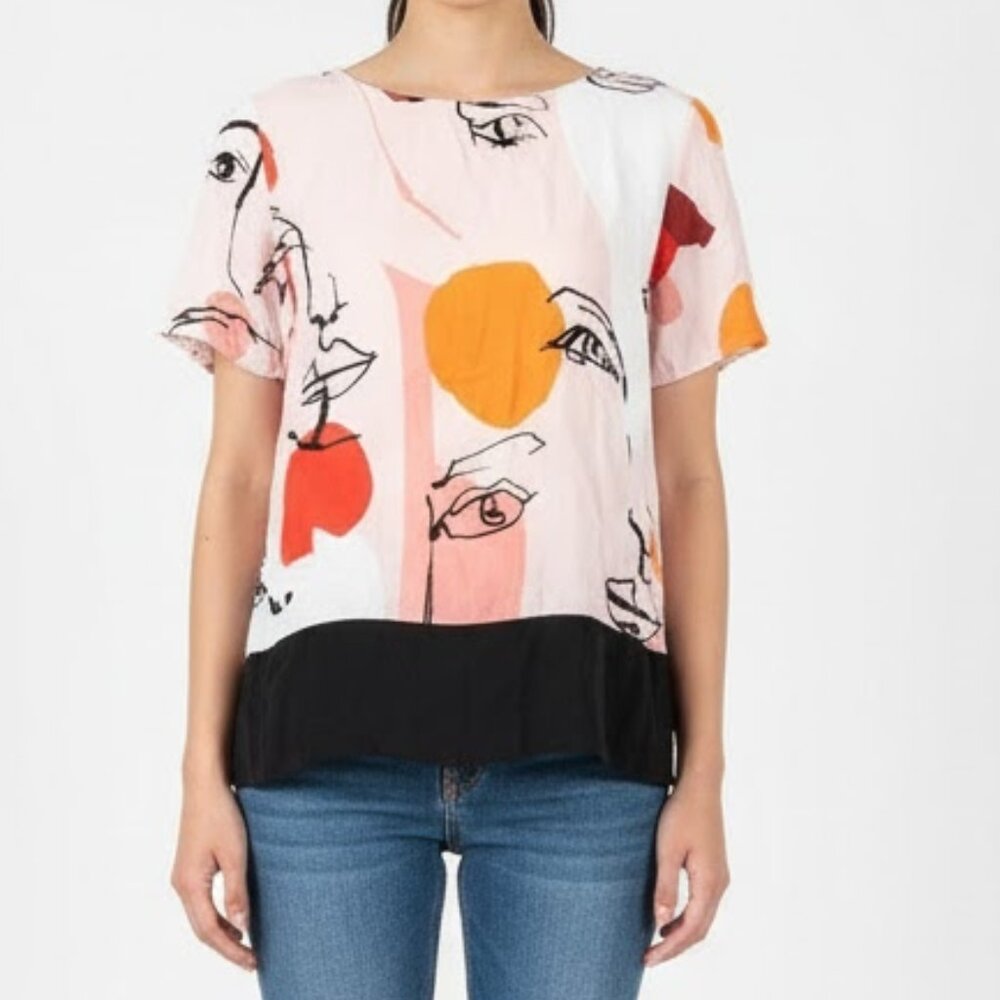 Karen By Simonsen Women Tunic Top Sketch Eyes
